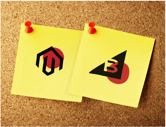 Post-It notes with Magento and BigCommerce logos